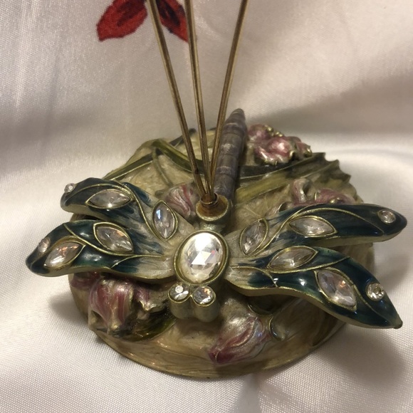 Enamel Jeweled Dragonfly Metal Wire Picture/Memo Card/Recipe Card Holder 8”x3.5” - Picture 2 of 4